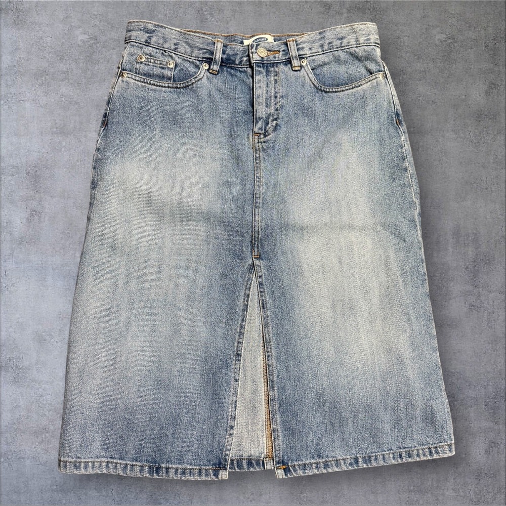 Vintage Old Navy Long Denim Slit Skirt‎ High Rise Size 2 Y2K